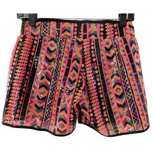 Wow COUTURE AZTEC PRINT SEQUIN SHORTS *